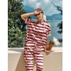 image:imageEkouaer Pajamas for Women Set Silky Satin 2 Piece Lounge Sets with PocketsStriped Teddy