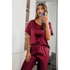 image:imageEkouaer Pajamas for Women Set Silky Satin 2 Piece Lounge Sets with PocketsWine Red