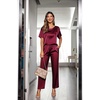 image:imageEkouaer Pajamas for Women Set Silky Satin 2 Piece Lounge Sets with PocketsWine Red