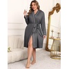 image:imageEkouaer Plus Size Robes for Women Soft Bathrobe V Neck Soft Maternity RobeDark Gray