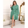 image:imageEkouaer Plus Size Robes for Women Soft Bathrobe V Neck Soft Maternity RobeGray Green