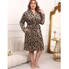 image:imageEkouaer Plus Size Robes for Women Soft Bathrobe V Neck Soft Maternity RobeKhaki Leopard Print