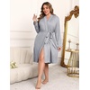 image:imageEkouaer Plus Size Robes for Women Soft Bathrobe V Neck Soft Maternity RobeLight Gray