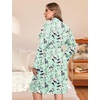 image:imageEkouaer Plus Size Robes for Women Soft Bathrobe V Neck Soft Maternity RobeLight Green Flowers