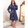 image:imageEkouaer Plus Size Robes for Women Soft Bathrobe V Neck Soft Maternity RobeNavy Silhouette Floral