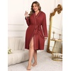 image:imageEkouaer Plus Size Robes for Women Soft Bathrobe V Neck Soft Maternity RobeWine Red