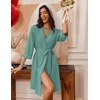 image:imageEkouaer Robes for Women 34 Sleeve Knee Length Bathrobe with PocketsCeladon Green