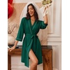image:imageEkouaer Robes for Women 34 Sleeve Knee Length Bathrobe with PocketsDark Green