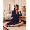 image:imageEkouaer Robes for Women 34 Sleeve Knee Length Bathrobe with PocketsNavy Blue