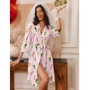 image:imageEkouaer Robes for Women 34 Sleeve Knee Length Bathrobe with PocketsStriped Wine Bottle