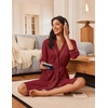 image:imageEkouaer Robes for Women 34 Sleeve Knee Length Bathrobe with PocketsWine Red