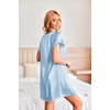 image:imageEkouaer Satin Nightgowns for Women Short Sleeve VNeck Silk Sleep ShirtBlue