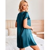 image:imageEkouaer Satin Nightgowns for Women Short Sleeve VNeck Silk Sleep ShirtBlue Green