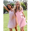 image:imageEkouaer Satin Nightgowns for Women Short Sleeve VNeck Silk Sleep ShirtPink