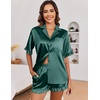 image:imageEkouaer Satin Pajama Set for Women 2 Piece Pj Sets Short Sleeve SleepwearLake Green