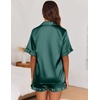 image:imageEkouaer Satin Pajama Set for Women 2 Piece Pj Sets Short Sleeve SleepwearLake Green