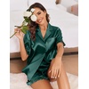 image:imageEkouaer Satin Pajama Set for Women 2 Piece Pj Sets Short Sleeve SleepwearLake Green