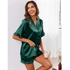 image:imageEkouaer Satin Pajama Set for Women 2 Piece Pj Sets Short Sleeve SleepwearLake Green