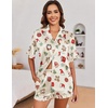 image:imageEkouaer Satin Pajama Set for Women 2 Piece Pj Sets Short Sleeve SleepwearLight ApricotCandy Cane