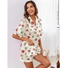 image:imageEkouaer Satin Pajama Set for Women 2 Piece Pj Sets Short Sleeve SleepwearLight ApricotCandy Cane