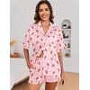 image:imageEkouaer Satin Pajama Set for Women 2 Piece Pj Sets Short Sleeve SleepwearPinkCookie Man