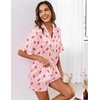 image:imageEkouaer Satin Pajama Set for Women 2 Piece Pj Sets Short Sleeve SleepwearPinkCookie Man