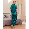 image:imageEkouaer Silk Pajamas for Womens Set 2 Piece Fall Pjs Button Down SleepwearBlue Green