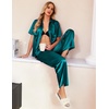 image:imageEkouaer Silk Pajamas for Womens Set 2 Piece Fall Pjs Button Down SleepwearBlue Green