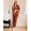 image:imageEkouaer Silk Pajamas for Womens Set 2 Piece Fall Pjs Button Down SleepwearCaramel