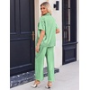 image:imageEkouaer Silk Pajamas for Womens Set 2 Piece Fall Pjs Button Down SleepwearGreen White Stripe