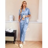 image:imageEkouaer Silk Pajamas for Womens Set 2 Piece Fall Pjs Button Down SleepwearLight Blue
