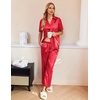 image:imageEkouaer Silk Pajamas for Womens Set 2 Piece Fall Pjs Button Down SleepwearRed