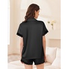 image:imageEkouaer Women Lace Satin Pajama Set Button Down Silk Pjs Shorts Set XSXXLBlack