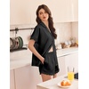 image:imageEkouaer Women Lace Satin Pajama Set Button Down Silk Pjs Shorts Set XSXXLBlack