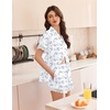 image:imageEkouaer Women Lace Satin Pajama Set Button Down Silk Pjs Shorts Set XSXXLBlue Bow Hydrangea