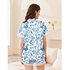 image:imageEkouaer Women Lace Satin Pajama Set Button Down Silk Pjs Shorts Set XSXXLBlue Chinoiserie