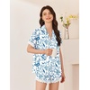 image:imageEkouaer Women Lace Satin Pajama Set Button Down Silk Pjs Shorts Set XSXXLBlue Chinoiserie