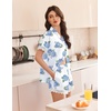 image:imageEkouaer Women Lace Satin Pajama Set Button Down Silk Pjs Shorts Set XSXXLBlue Hydrangea