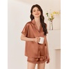 image:imageEkouaer Women Lace Satin Pajama Set Button Down Silk Pjs Shorts Set XSXXLBrown