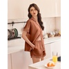 image:imageEkouaer Women Lace Satin Pajama Set Button Down Silk Pjs Shorts Set XSXXLBrown