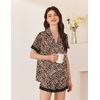 image:imageEkouaer Women Lace Satin Pajama Set Button Down Silk Pjs Shorts Set XSXXLBrown Leopard