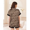image:imageEkouaer Women Lace Satin Pajama Set Button Down Silk Pjs Shorts Set XSXXLBrown Leopard