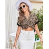 image:imageEkouaer Women Lace Satin Pajama Set Button Down Silk Pjs Shorts Set XSXXLBrown Leopard