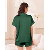 image:imageEkouaer Women Lace Satin Pajama Set Button Down Silk Pjs Shorts Set XSXXLGreen