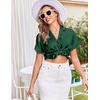 image:imageEkouaer Women Lace Satin Pajama Set Button Down Silk Pjs Shorts Set XSXXLGreen