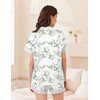 image:imageEkouaer Women Lace Satin Pajama Set Button Down Silk Pjs Shorts Set XSXXLGreen Leaves