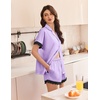 image:imageEkouaer Women Lace Satin Pajama Set Button Down Silk Pjs Shorts Set XSXXLLight Purple