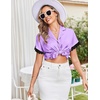 image:imageEkouaer Women Lace Satin Pajama Set Button Down Silk Pjs Shorts Set XSXXLLight Purple