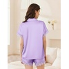 image:imageEkouaer Women Lace Satin Pajama Set Button Down Silk Pjs Shorts Set XSXXLLilac