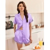 image:imageEkouaer Women Lace Satin Pajama Set Button Down Silk Pjs Shorts Set XSXXLLilac